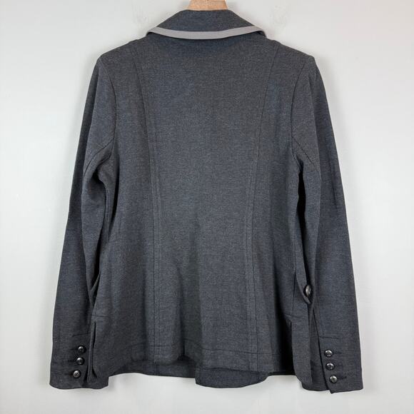 Cabi Crew Blazer Women M Charcoal Gray Ponte Knit Notch Lapel Jacket Career 3030 - Picture 3 of 8